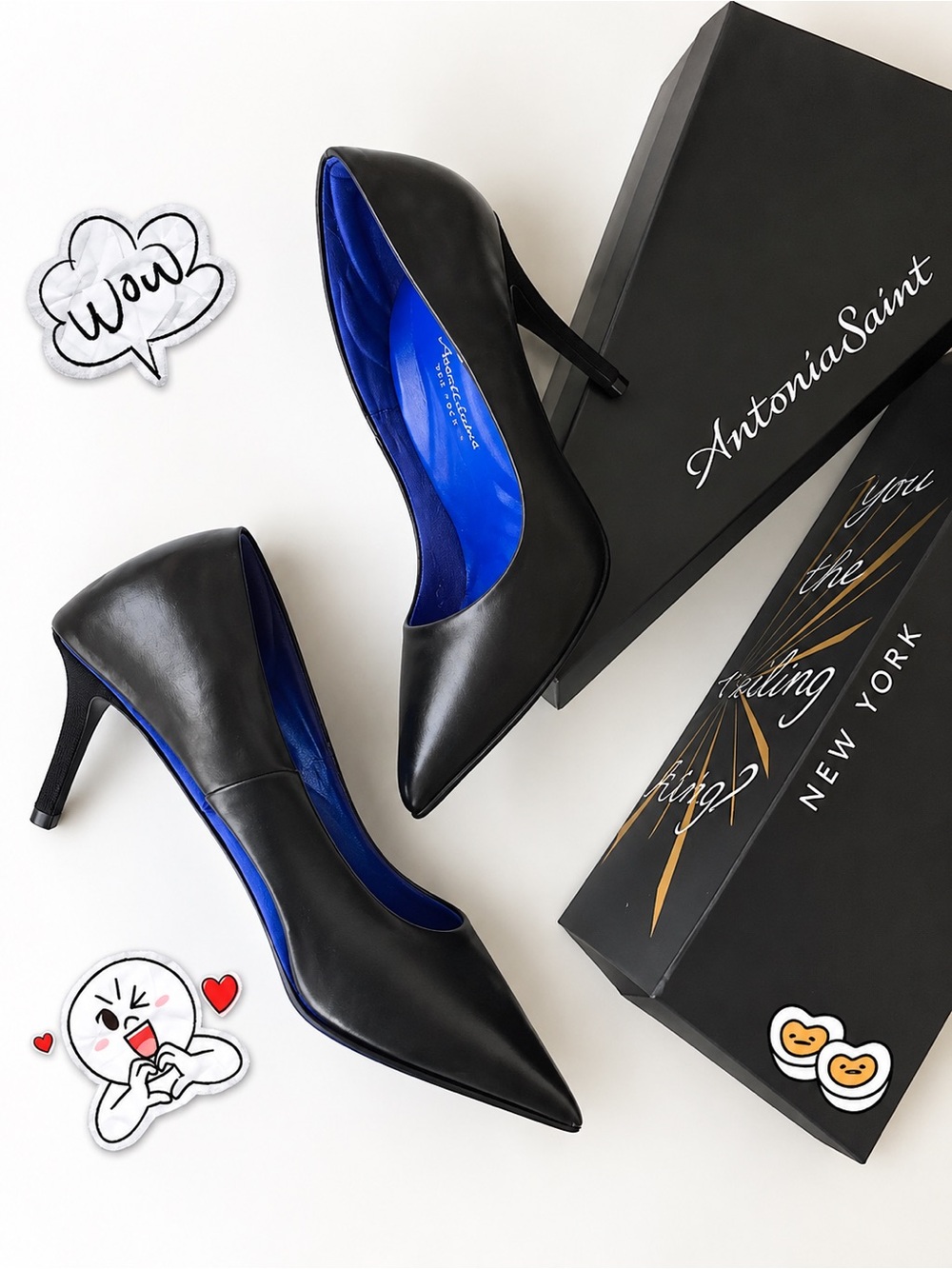 ANTONIA SAINT NY VICTORIA 2.0 BLACK PUMPS HEELS LEATHER SIZE 8